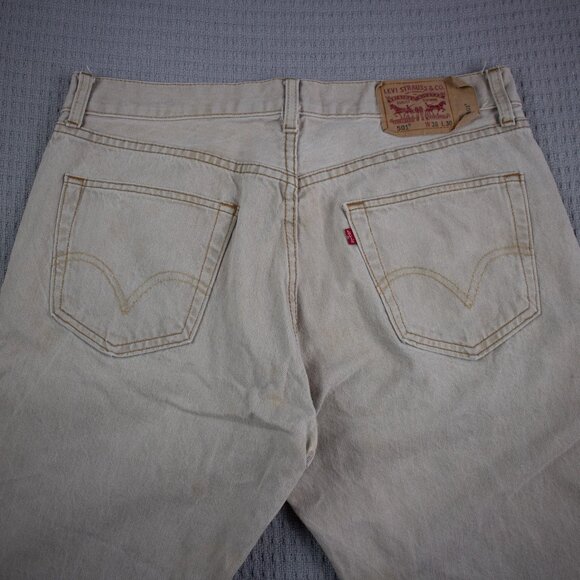Levi's 501 Off White Beige Denim Vintage Y2K Denim 38x30 - Picture 5 of 9